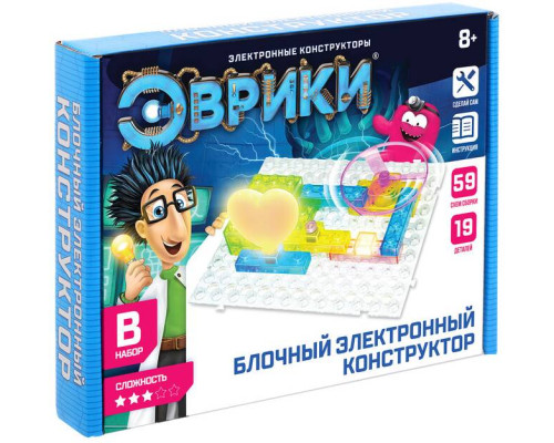 Конструктор ЭВРИКИ «В мире электроники», 59 схем, 19 деталей Конструктор ЭВРИКИ «В мире электроники», 59 схем, 19 деталей