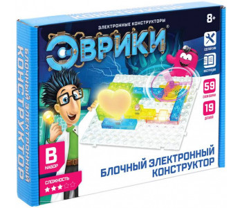 Конструктор ЭВРИКИ «В мире электроники», 59 схем, 19 деталей