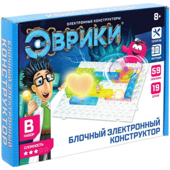Конструктор ЭВРИКИ «В мире электроники», 59 схем, 19 деталей