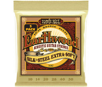 ERNIE BALL 3047 Earthwood 80/20 Silk and Steel Extra Soft 3 Pack 10-50 - Струны для акустической гитары