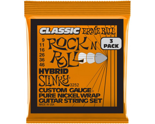 ERNIE BALL 3252 Pure Classic RnR Slinky Hybrid 3 Pack 9-46 - Струны для электрогитары