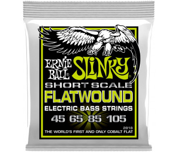 ERNIE BALL 2818 Flatwound Slinky Regular Short Scale 45-105 - Струны для бас-гитары