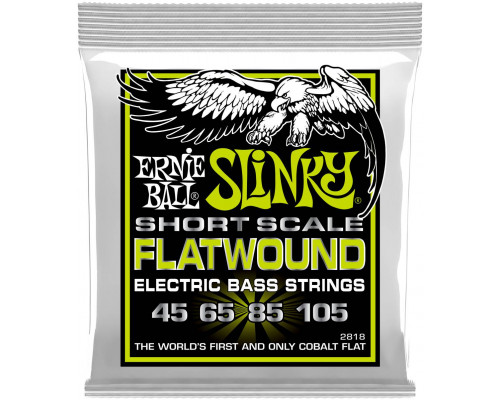 ERNIE BALL 2818 Flatwound Slinky Regular Short Scale 45-105 - Струны для бас-гитары
