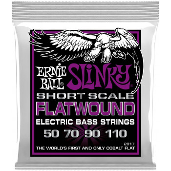 ERNIE BALL 2817 Flatwound Slinky Power Short Scale 50-110 - Струны для бас-гитары