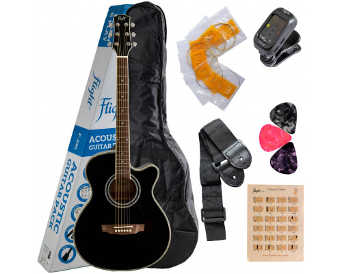 FLIGHT F-230 BLK PACK - Гитара акустическая в наборе