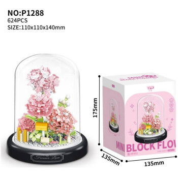 Конструктор ASCELOT СM 4072 неувядающий цветок в прозрачной колбе 624 детали