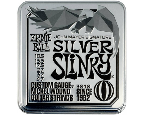ERNIE BALL 3818 John Mayer Silver Slinky Nickel Wound 10.5-47 (pack 3) - Струны для электрогитары