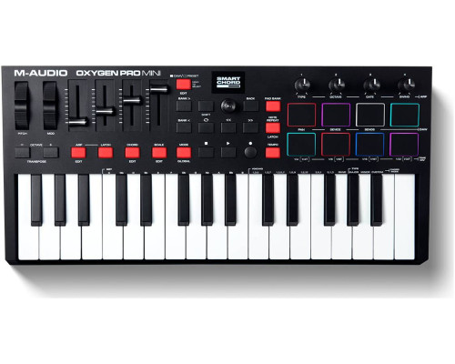 M-AUDIO Oxygen Pro Mini - MIDI клавиатура 32 клавиши, 4 энкодера, 4 фейдера,...